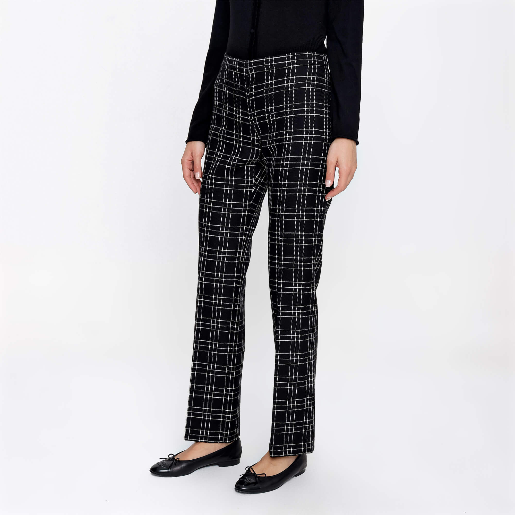 Alexander McQueen - Black&White Plaid Wool Pants